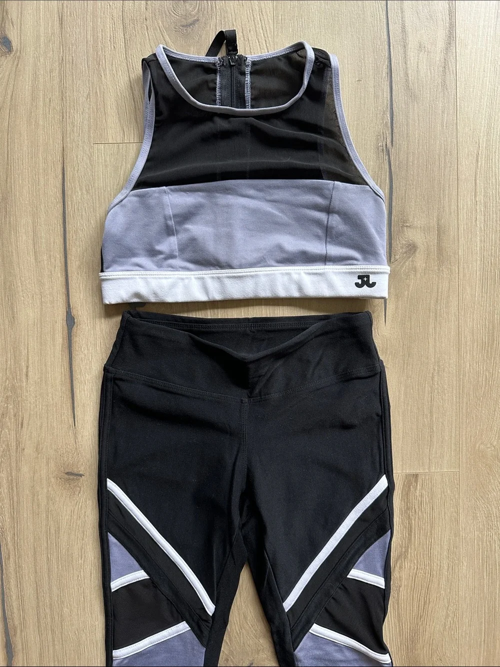 Junior Dance Crop Top & Leggings Set - Black and Lavender
